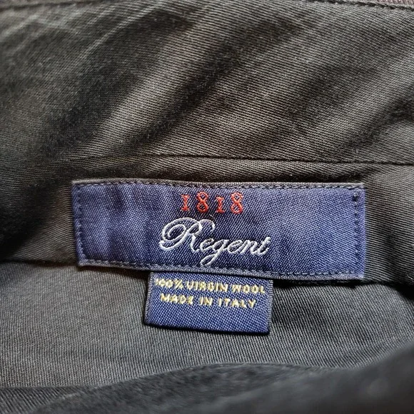 Mens 43 L Brooks Brothers 1818 Regent Italy Gray Blue Stripe Virgin Wool Suit